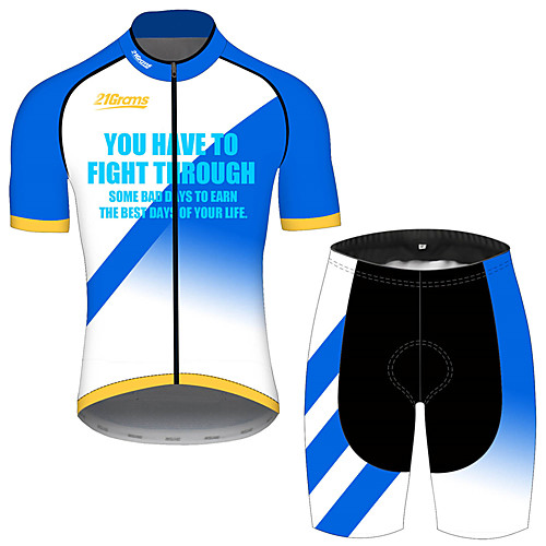 

21Grams Men's Short Sleeve Cycling Jersey with Shorts Blue / White Gradient Novelty Bike Clothing Suit UV Resistant Breathable Quick Dry Sweat-wicking Sports Gradient Mountain Bike MTB Road Bike