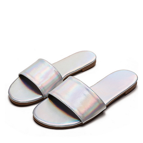

Women's Sandals Flat Heel Open Toe PU Summer Silver