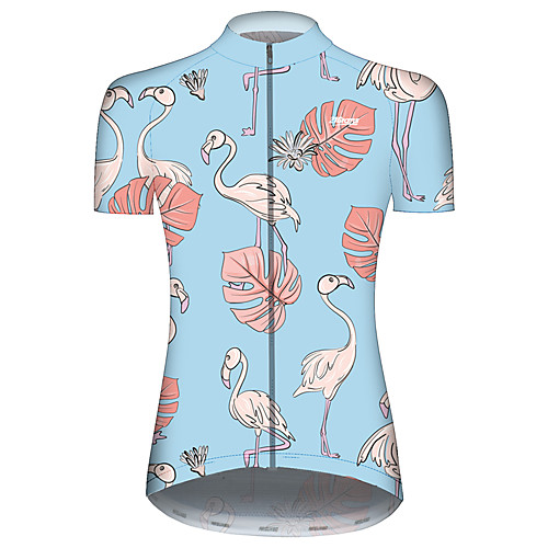 

21Grams Women's Short Sleeve Cycling Jersey RedBlue Flamingo Floral Botanical Bike Jersey Top Mountain Bike MTB Road Bike Cycling UV Resistant Breathable Quick Dry Sports Clothing Apparel / Stretchy