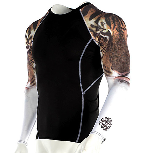 

Men's Patchwork Compression Shirt Running Shirt Running Active Training Jogging Windproof Breathable Soft Sportswear Compression Clothing Top Long Sleeve Activewear Stretchy