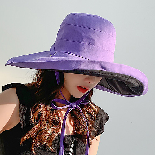 

Hiking Hat Fishing Hat Fisherman Hat Hat 1 PCS Portable Sunscreen UV Resistant Breathable Solid Color Cotton Autumn / Fall Spring Summer for Women's Camping / Hiking Hunting Fishing Purple Yellow Red