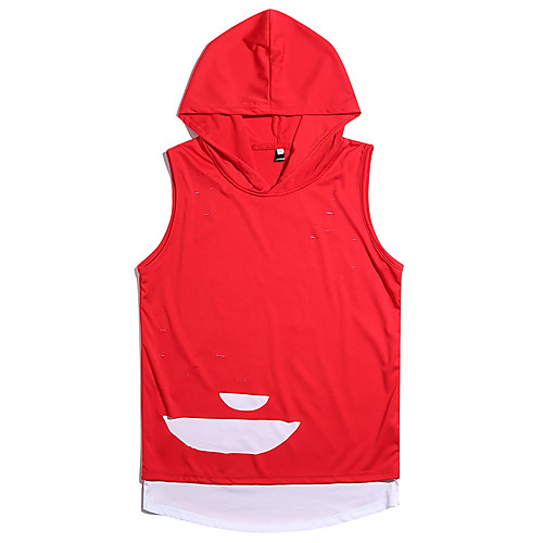 

Men's Color Block Slim T-shirt Daily Hooded White / Black / Red / Green / Sleeveless