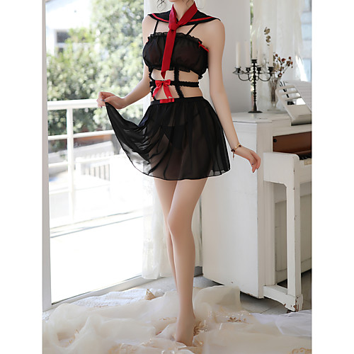 

Women's Lace / Backless / Cut Out Suits Nightwear Jacquard / Solid Colored White Black One-Size