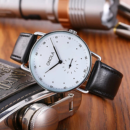 

Men's Dress Watch Quartz Genuine Leather 30 m Water Resistant / Waterproof Day Date Analog Casual Fashion - Red Blue Black One Year Battery Life