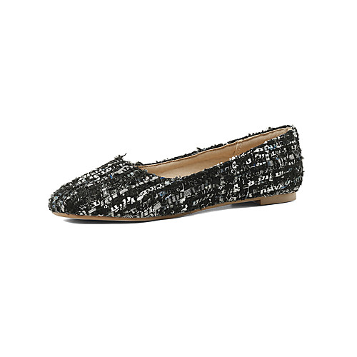 

Women's Flats Flat Heel Round Toe Linen Casual / Minimalism Spring & Fall Burgundy / Black / Beige / Color Block