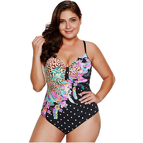 

Women's Black Bikini Swimwear Swimsuit - Polka Dot XL XXL XXXL Black
