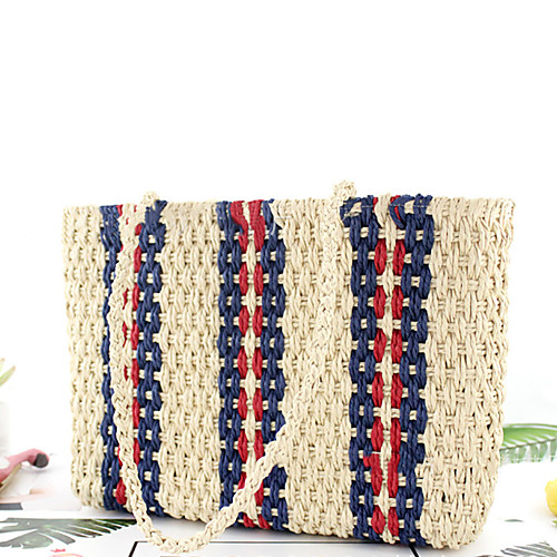 

Women's Polyester / Straw Top Handle Bag Striped Brown / Black / Beige