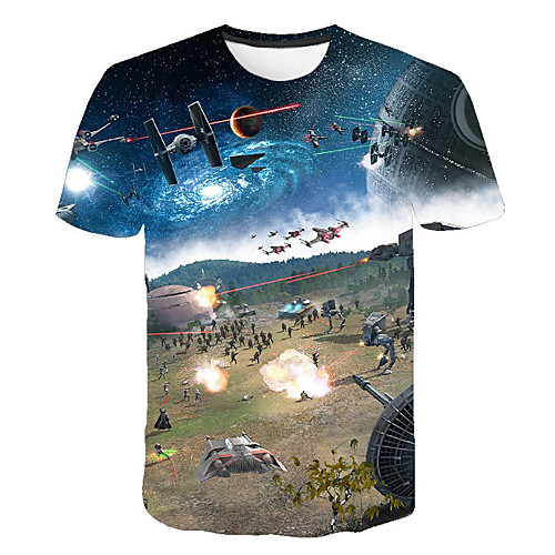 

Men's Daily Going out Basic / Street chic T-shirt - Geometric Print Blue