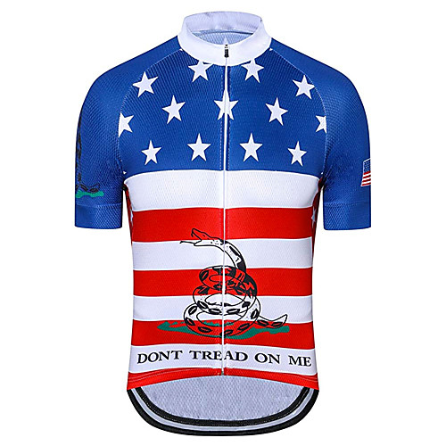 

21Grams Men's Short Sleeve Cycling Jersey 100% Polyester RedBlue American / USA National Flag Bike Jersey Top Mountain Bike MTB Road Bike Cycling UV Resistant Breathable Quick Dry Sports Clothing