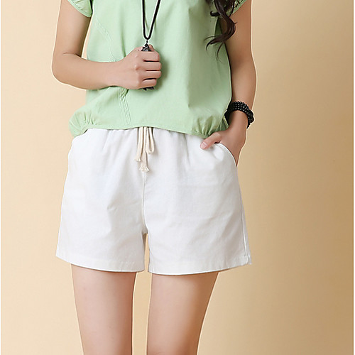 

Women's Basic Shorts Pants - Solid Colored Fuchsia Orange Khaki S M L