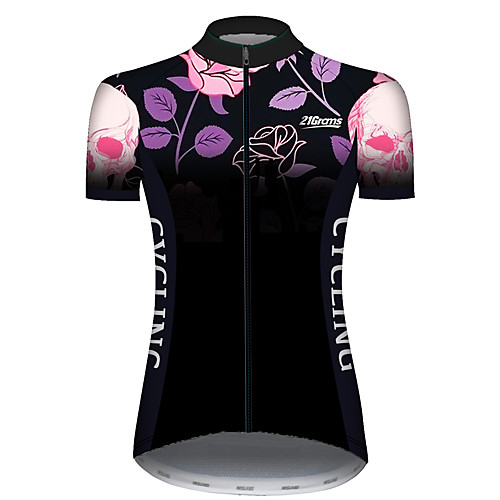 

21Grams Women's Short Sleeve Cycling Jersey Black / Red Bike Jersey Top Mountain Bike MTB Road Bike Cycling UV Resistant Breathable Quick Dry Sports Clothing Apparel / Stretchy