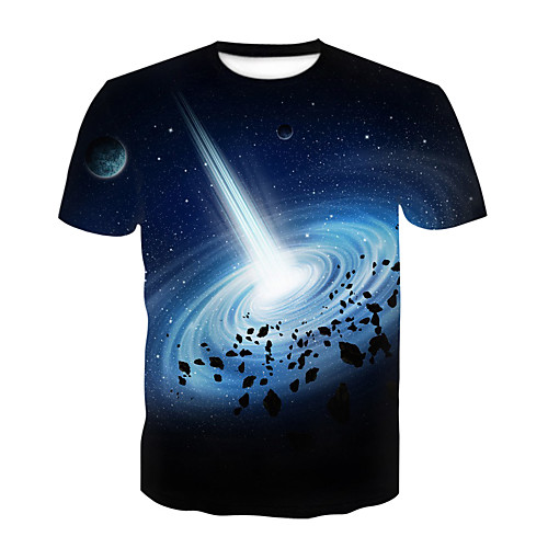 

Men's Daily Sports Basic T-shirt - Galaxy / Color Block / 3D Print Rainbow