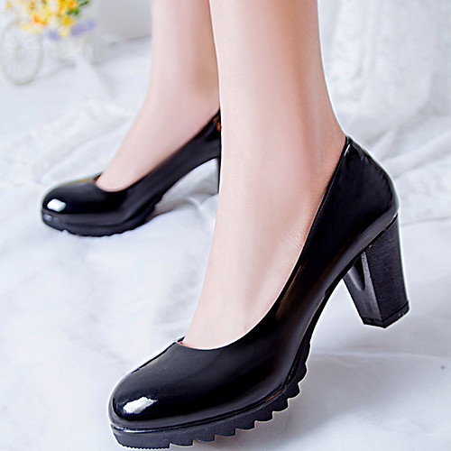 

Women's Heels Chunky Heel Round Toe PU Spring & Summer White / Black / Beige