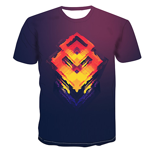 

Men's Club Weekend Street chic / Punk & Gothic T-shirt - Color Block / 3D / Abstract Print Dusty Rose