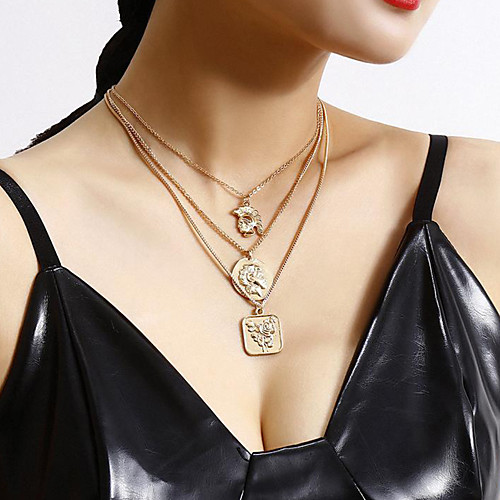 

Women's Pendant Necklace Necklace Layered Necklace Stacking Stackable Lucky Simple Classic Vintage Trendy Chrome Gold Silver 55 cm Necklace Jewelry 1pc For Masquerade Street Birthday Party Beach