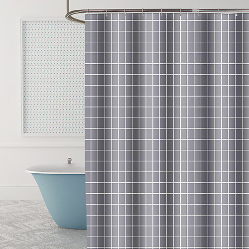 

Checkered Waterproof Shower Curtain Polyester Antibacterial Mildew 180 180