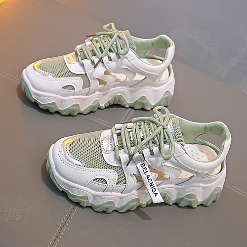 

Women's Athletic Shoes Flat Heel Round Toe Mesh Dad Shoes Running Shoes / Walking Shoes Summer Green / White