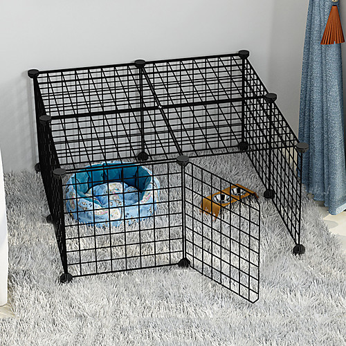 

Dog Playpen Play House Fence Systems Foldable Washable Durable Free Standing Plastic Black 12pcs