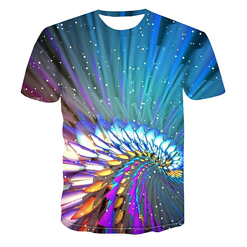 

Men's Club Weekend Street chic / Punk & Gothic T-shirt - Color Block / 3D / Visual Deception Print Rainbow