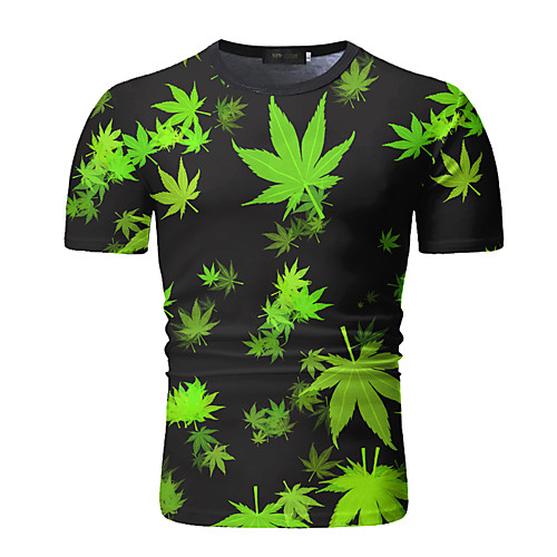 

Men's Daily Going out T-shirt - Geometric Yellow