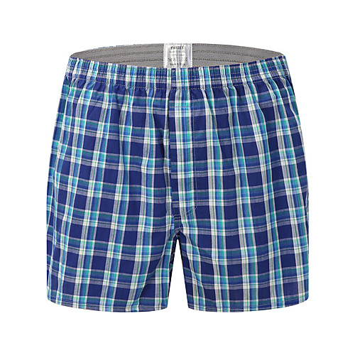 

Men's Print / Basic Boxers Underwear - Plus Size Mid Waist Blue M L XL