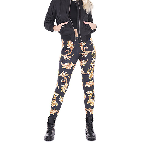 

Women's Sports / Yoga Sporty / Basic Legging - Print, Print Mid Waist Black One-Size