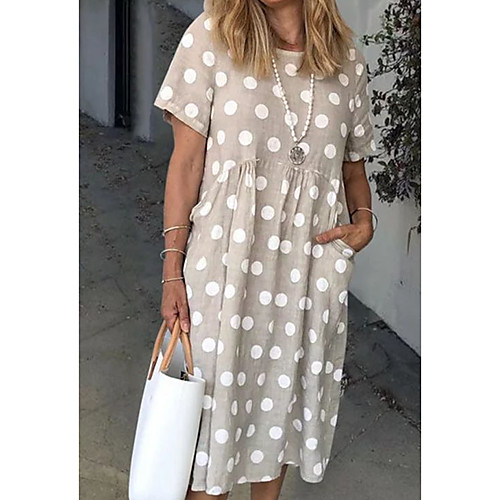 

Women's Red Gray Dress Tunic Polka Dot S M