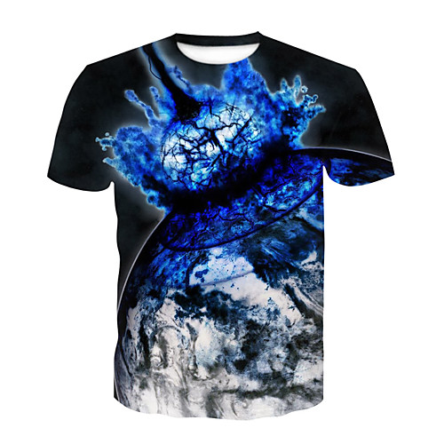 

Men's Daily Sports Basic T-shirt - Galaxy / Color Block / 3D Print Rainbow