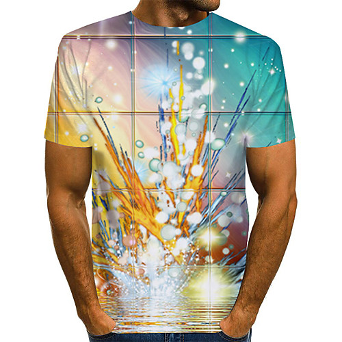 

Men's Daily Going out Basic / Street chic T-shirt - 3D / Graphic Print Light Blue