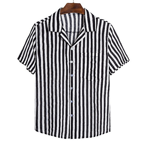 

Men's Striped Shirt Sports Black / Short Sleeve