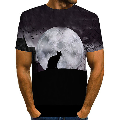 

Men's Plus Size Color Block Rainbow Print T-shirt Basic Exaggerated Daily Weekend Round Neck Black / Short Sleeve