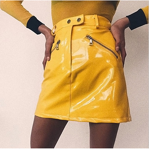 

Women's Bodycon Skirts - Solid Colored Yellow S M L
