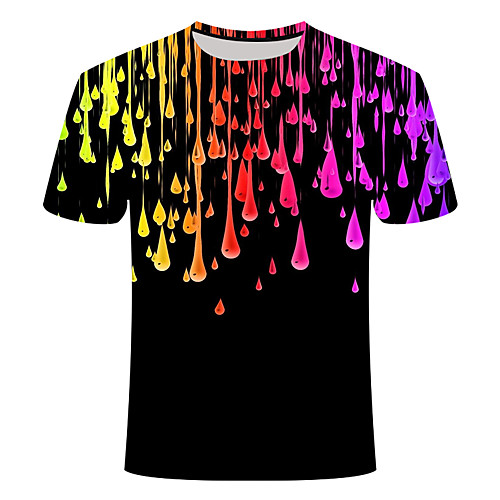 

Men's Daily Going out Basic T-shirt - Color Block / 3D / Graphic Print Black