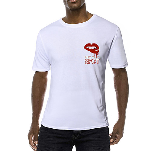 

Men's Daily Sports Business / Basic T-shirt - Solid Colored / Letter Black & White, Print Yellow