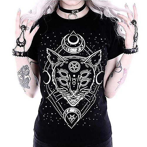 

Women's Daily T-shirt - 3D / Animal / Tribal Tiger / Cat, Print Black