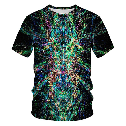 

Men's 3D Abstract Print T-shirt Street chic Exaggerated Going out Club Round Neck Green / Short Sleeve