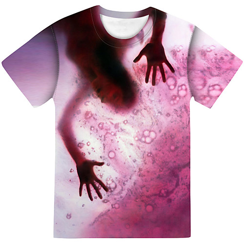 

Men's Daily Going out Street chic / Exaggerated T-shirt - Color Block / 3D / Abstract Purple