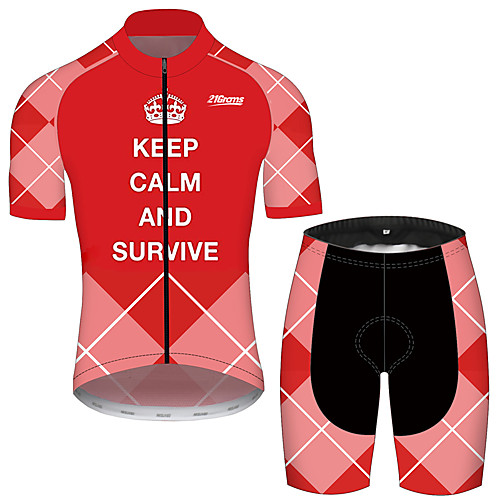 

21Grams Men's Short Sleeve Cycling Jersey with Shorts Pink Plaid / Checkered Novelty Bike Clothing Suit UV Resistant Breathable Quick Dry Sweat-wicking Sports Plaid / Checkered Mountain Bike MTB Road