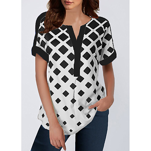 

Women's Daily Chic & Modern / Casual / Daily / Fashion Blouse - Geometric V Neck White