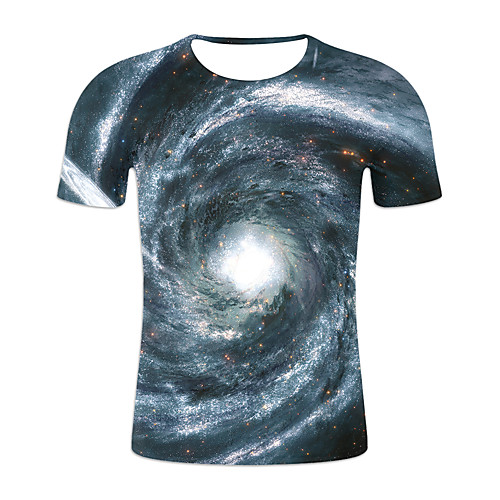 

Men's Plus Size Galaxy Color Block T-shirt Basic Exaggerated Daily Weekend Round Neck Rainbow / Short Sleeve