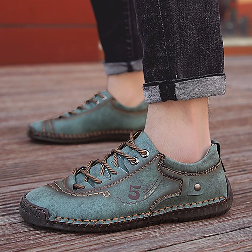 

Men's Faux Leather Spring & Summer Casual Oxfords Walking Shoes Breathable Yellow / Army Green / Khaki