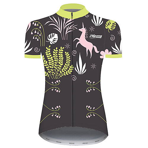 

21Grams Women's Short Sleeve Cycling Jersey Forest Green Bike Jersey Top Mountain Bike MTB Road Bike Cycling UV Resistant Breathable Quick Dry Sports Clothing Apparel / Stretchy