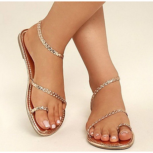 

Women's Sandals Flat Heel Open Toe PU Summer Pink / Gold / Black