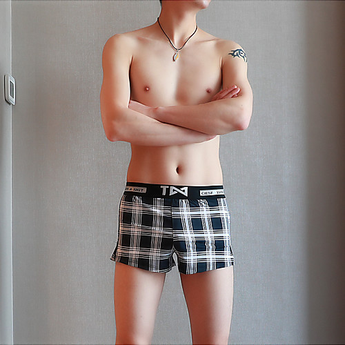 

Men's Basic Boxers Underwear - Normal Mid Waist Red Khaki Blue M L XL