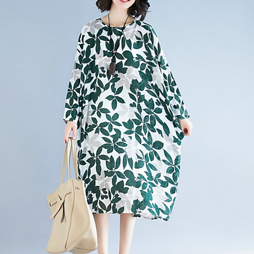 

Women's Green Dress A Line Print One-Size
