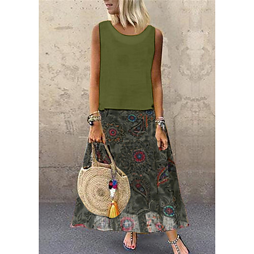 

Women's Tunic Dress - Sleeveless Print Loose Blue Red Yellow Green M L XL XXL XXXL XXXXL XXXXXL