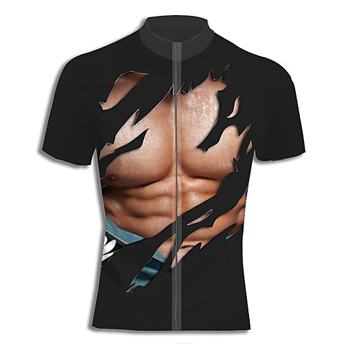 

Men's Daily Spring & Summer Regular Jacket, Geometric Stand Short Sleeve Polyester Black