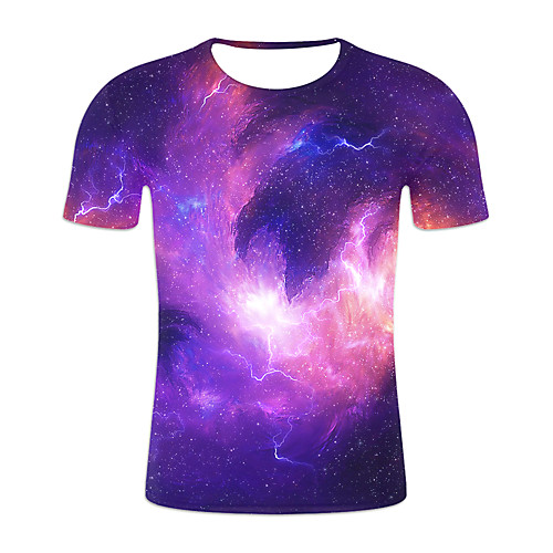 

Men's Daily Weekend Basic / Exaggerated T-shirt - Galaxy / Color Block / 3D Rainbow