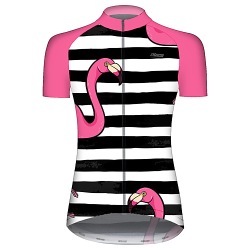 

21Grams Women's Short Sleeve Cycling Jersey Black / Red Flamingo Bike Jersey Top Mountain Bike MTB Road Bike Cycling UV Resistant Breathable Quick Dry Sports Clothing Apparel / Stretchy