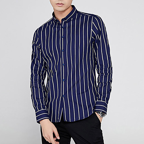 

Men's Daily Work Business / Basic Shirt - Striped White